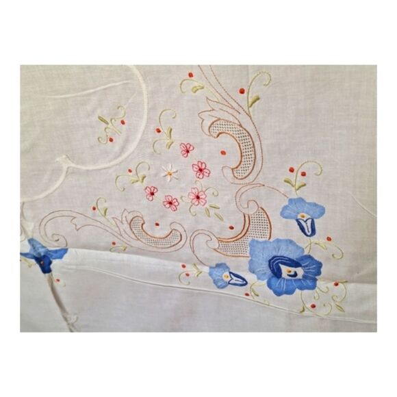 Irish table linen Set 8 Napkins 72 x 90 Tablecloth Embroidered Handmade Floral - Picture 4 of 16